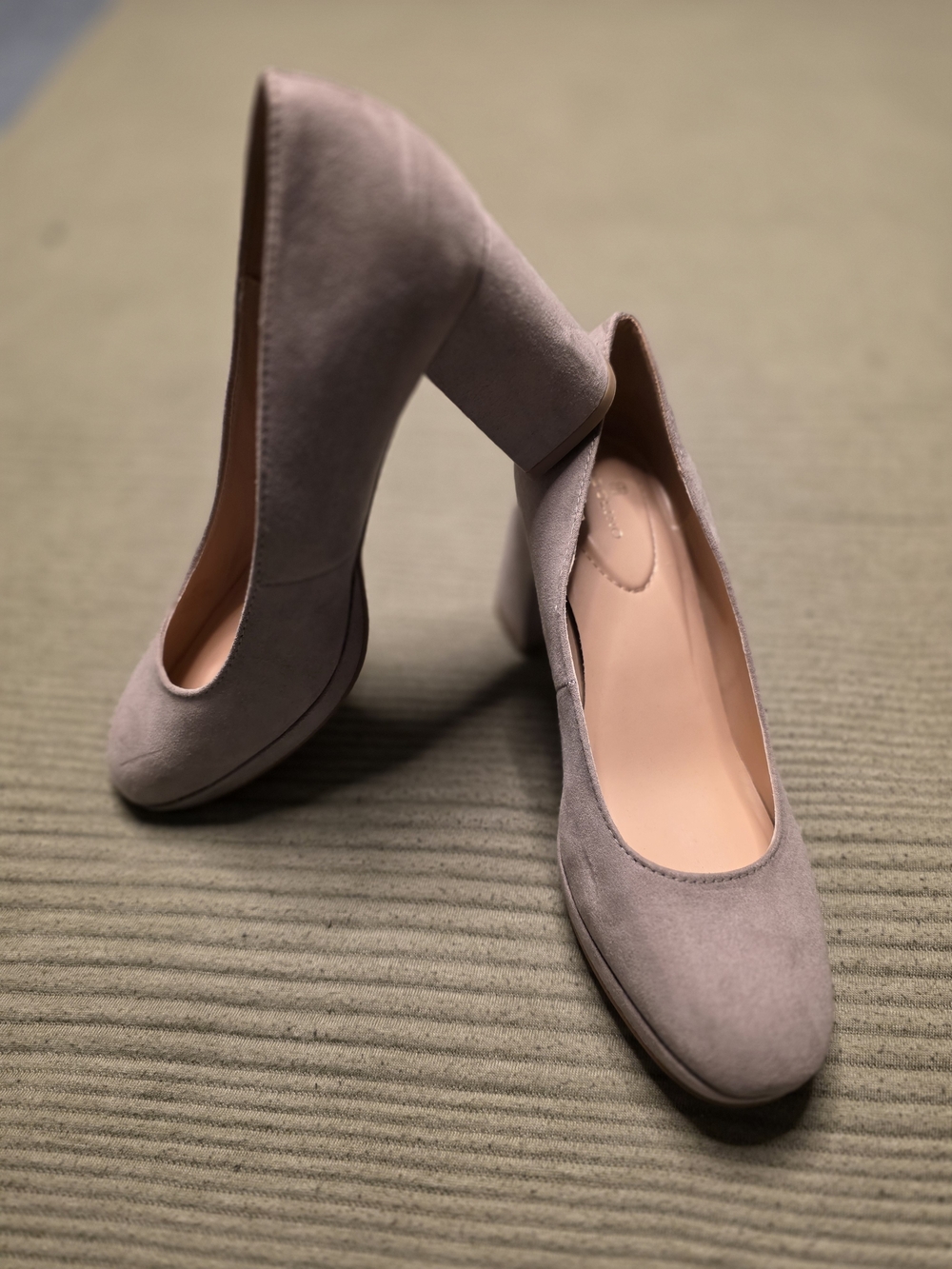 Bandolino Suede Block-Heel Pumps in Light Taupe